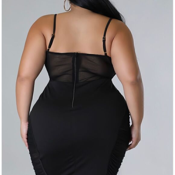 NWT plus Size Formal / Party/ Sexy Black Dress Ruched Sheer - Picture 6 of 10